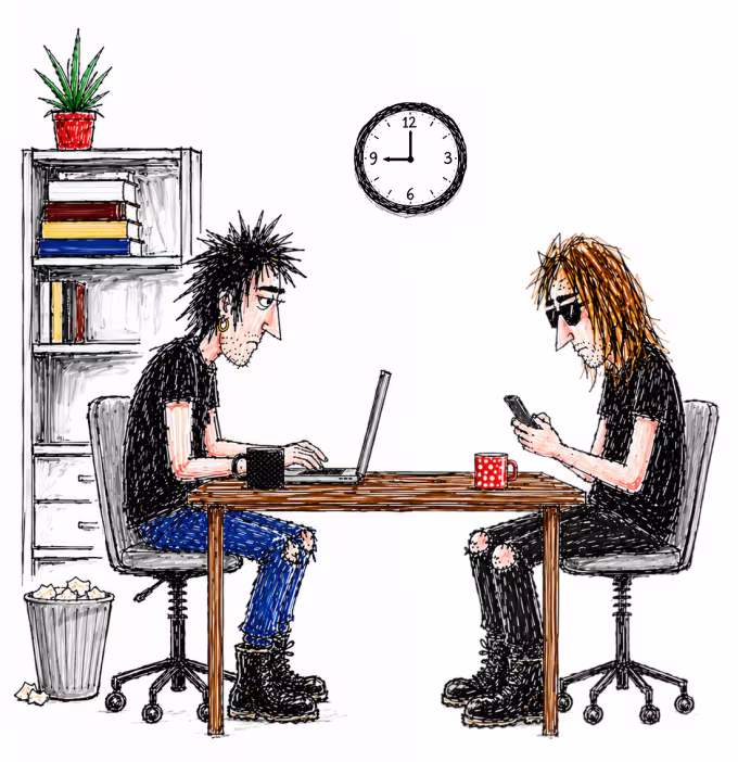 Illustration of two developers working