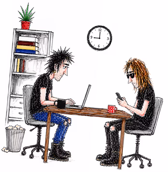 Illustration of two developers working