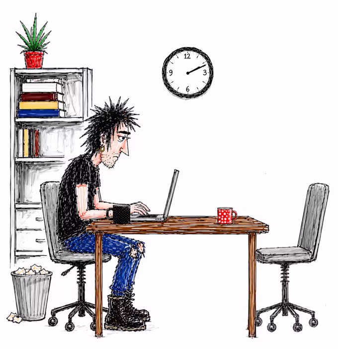 Illustration of a developer working alone