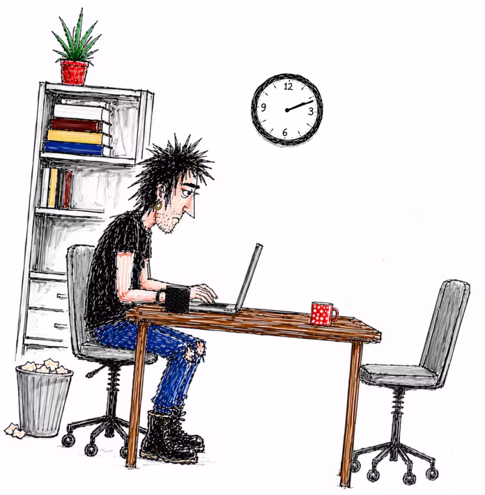 Illustration of a developer working alone