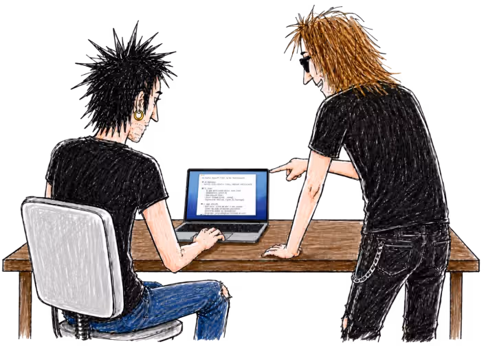 Illustration of engineers at a whiteboard